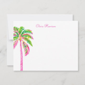Watercolor Palm Tree Preppy Tropical Stationery Note Card