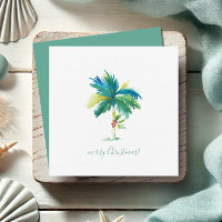 Watercolor Palm Tree Tropical Christmas