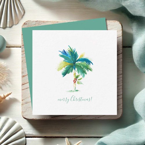 Watercolor Palm Tree Tropical Christmas Note Card Watercolor Palm Tree Tropical Christmas Note Card