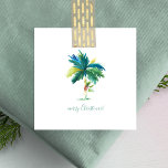 Watercolor Palm Tree Tropical Mini Christmas Note Card<br><div class="desc">Wish friends and family a tropical Christmas with my fun and unique Christmas themed square greeting card in a tiny size. This cute mini Christmas card pack features my original watercolor palm tree artwork with in shades of blues, greens and a hint of red. The words "Merry Christmas" are set...</div>