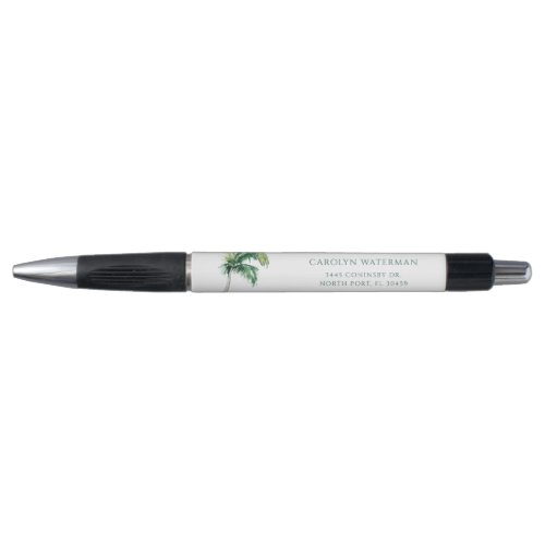 Watercolor Palm Tree Tropical Return Address Pen