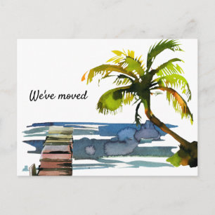 Watercolor Palm Tree We Moved New Address Announcement Postcard