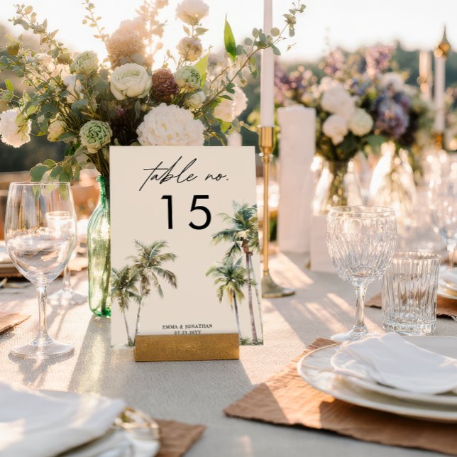 Watercolor Palm Tree Wedding coastal desination Table Number (Creator Uploaded)