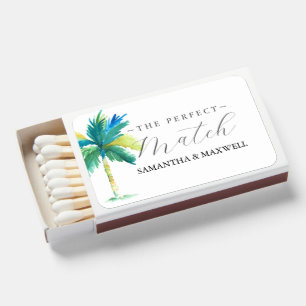 Watercolor Palm Tree Wedding Matchboxes