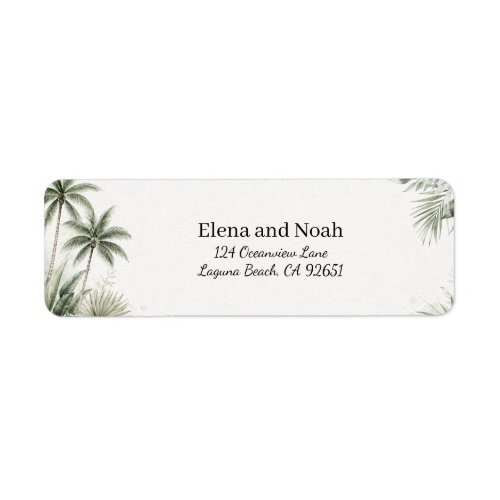 Watercolor Palm Tree Wedding Return Address Label
