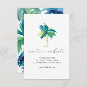 Watercolor Palm Tree Wedding Website Insert Card