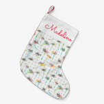 Watercolor Palm Trees | Add Your Name Small Christmas Stocking