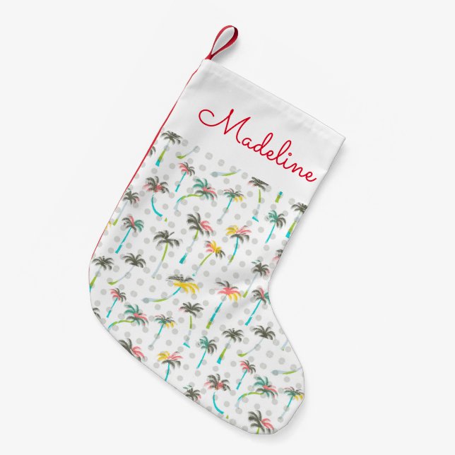 Watercolor Palm Trees | Add Your Name Small Christmas Stocking (Front (Hanging))