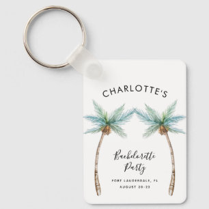 Watercolor Palm Trees Bachelorette Party Swag Keychain