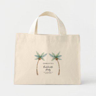 Watercolor Palm Trees Bachelorette Party Swag Mini Tote Bag