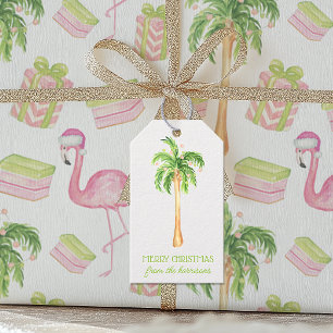 Watercolor Palm Trees Christmas Gift Tags