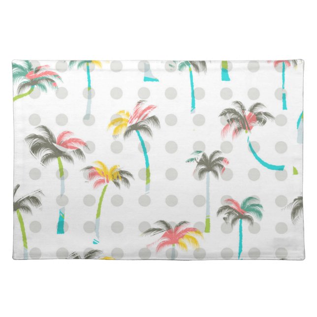 Watercolor Palm Trees Cloth Placemat (Front)