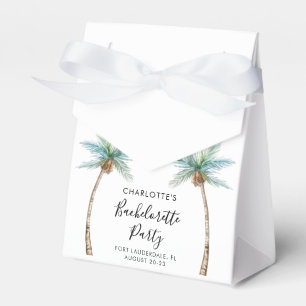 Watercolor Palm Trees Coastal Bachelorette Party Favor Boxes