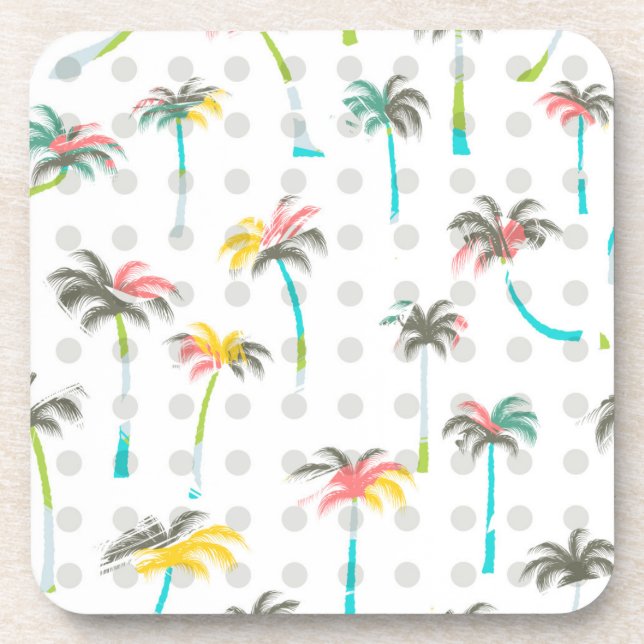 Watercolor Palm Trees Drink Coaster (Front)