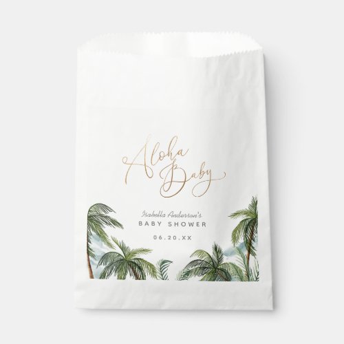 Watercolor Palm Trees Gold Aloha Baby Shower Favor Bag