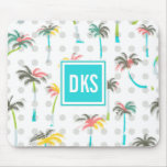 Watercolor Palm Trees | Monogram Mouse Pad