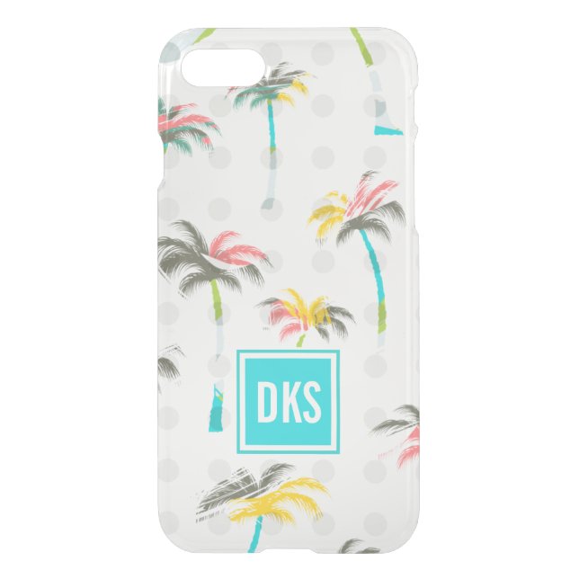 Watercolor Palm Trees | Monogram Uncommon iPhone Case (Back)