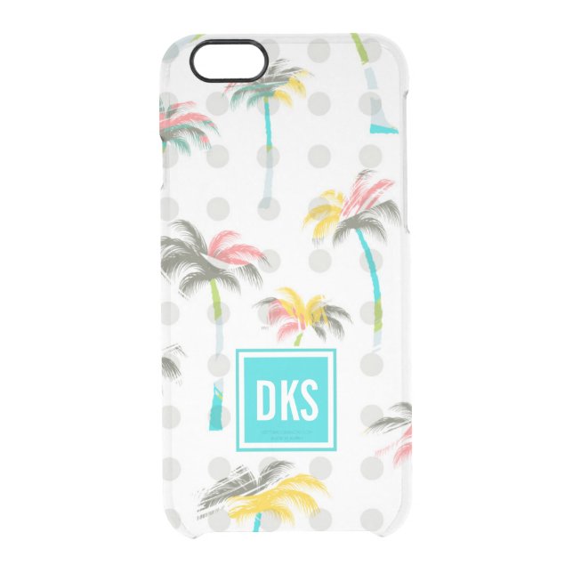 Watercolor Palm Trees | Monogram Uncommon iPhone Case (Back)