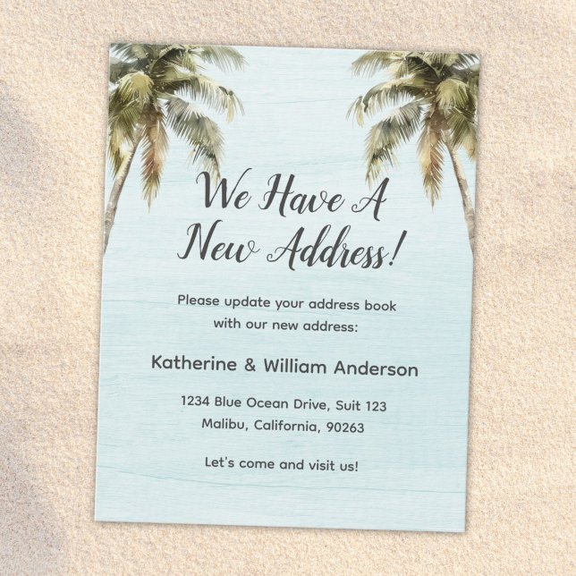 Watercolor Palm Trees Moving Announcement Card (Creator Uploaded)