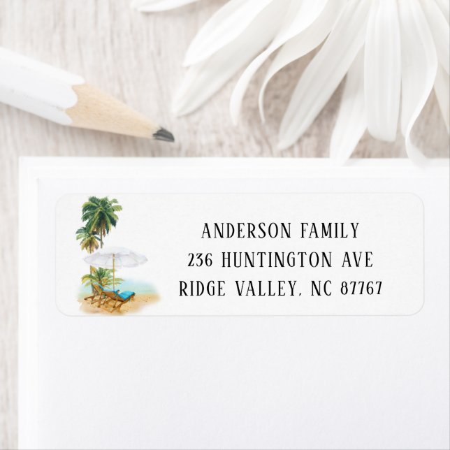 Watercolor Palm Trees New Address Label (Insitu)
