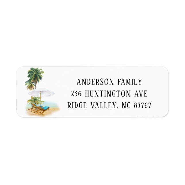 Watercolor Palm Trees New Address Label (Front)