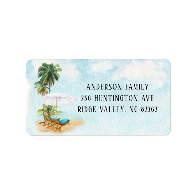 Watercolor Palm Trees New Address Label (Front)