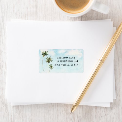 Watercolor Palm Trees New Address Label