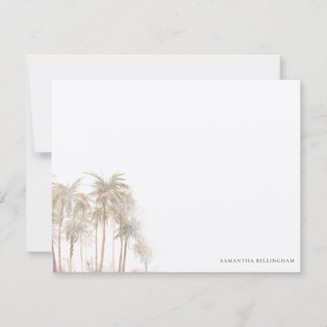Watercolor Palm Trees Personalized Note Card (Front)