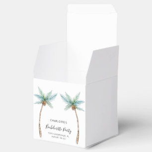 Watercolor Palm Trees Script Bachelorette Party Favor Boxes