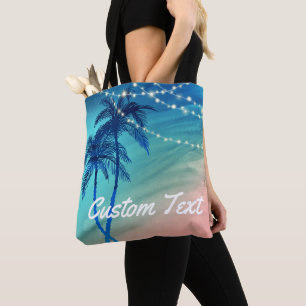 Watercolor Palm Trees Summer Ocean Tropical Beach Tote Bag