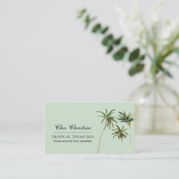 Watercolor Palm Trees Tropical Theme  Business Card by BossLadyRules at Zazzle