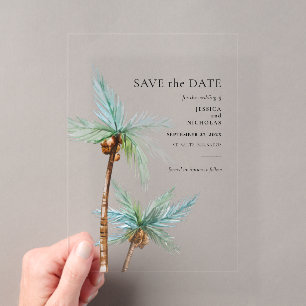 Watercolor Palm Trees Wedding Save the Date