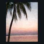 Watercolor Palm Tropical Beach Sunset Poster<br><div class="desc">Summer themed print</div>