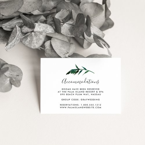 Watercolor Palm Wedding Hotel Accommodation Cards