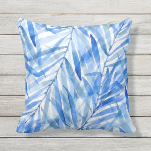 Watercolor Palms Hawaiian Tropical Reversible Outdoor Pillow