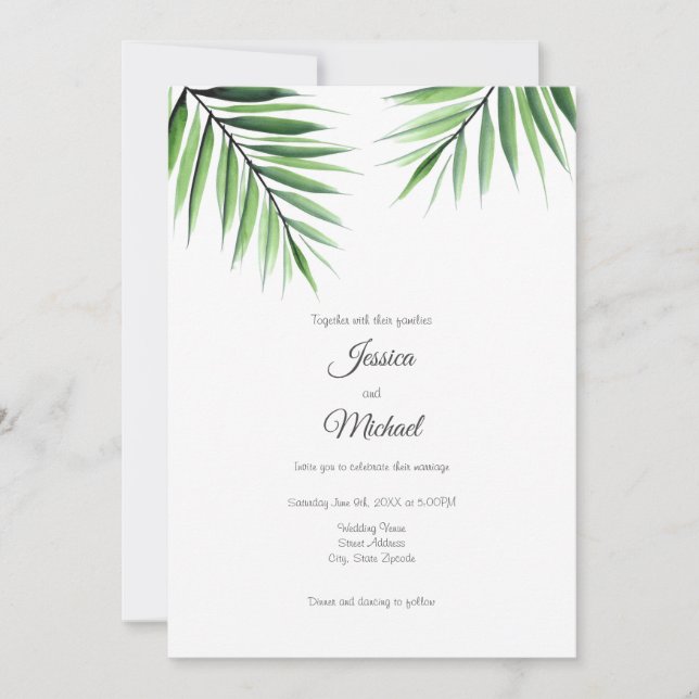 Watercolor Palms Invitation (Front)