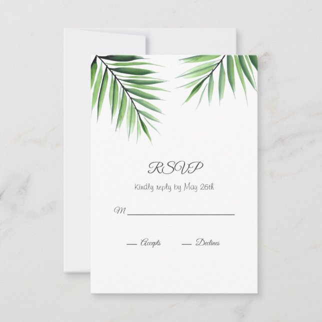 Watercolor Palms RSVP Card (Front)