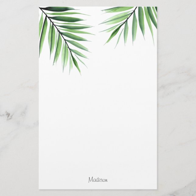 Watercolor Palms Stationery (Front)