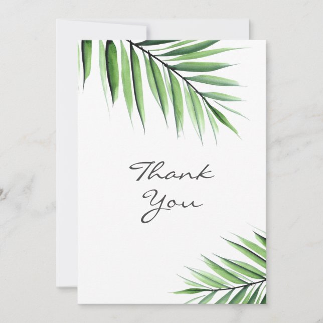 Watercolor Palms Thank You Card (Front)
