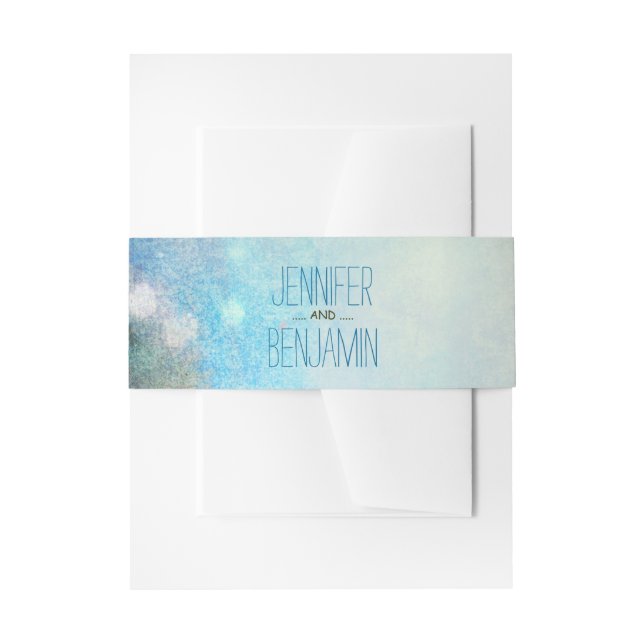 watercolor palms wedding invitation belly band (Front Example)