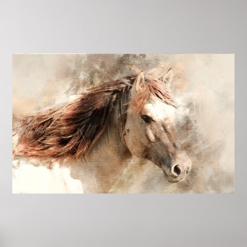 Watercolor Palomino Horse Poster