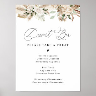 watercolor pampas floral dessert bar poster