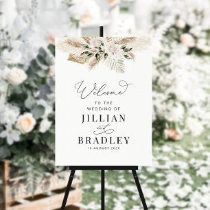 watercolor pampas floral wedding welcome sign