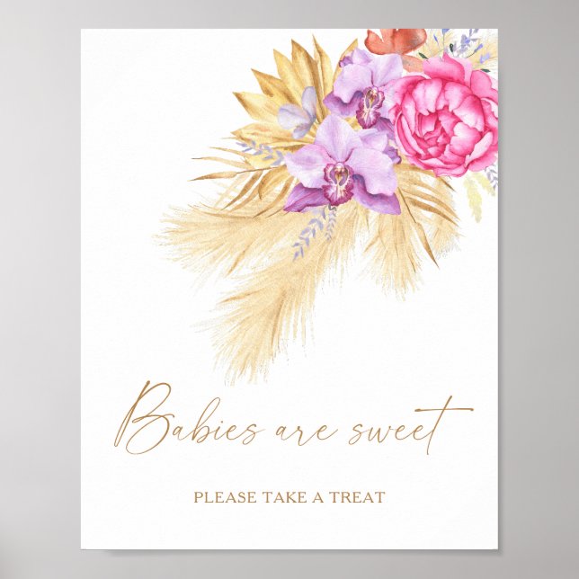 Watercolor pampas grass - babies are sweet poster (Front)
