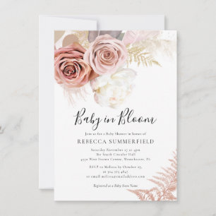 Watercolor Pampas Grass Boho Girl Baby Shower Invitation
