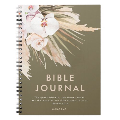 Watercolor Pampas Grass Personalized Bible Journal