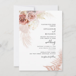 Watercolor Pampas Grass Watercolor Wedding Invitation