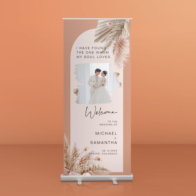 Watercolor Pampas Grass Wedding Welcome  Retractable Banner (Creator Uploaded)