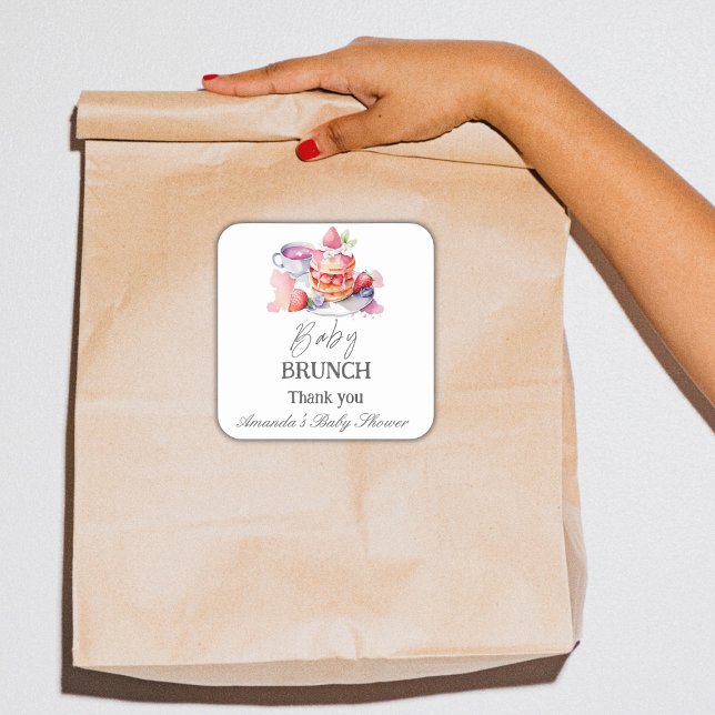 Watercolor Pancake Baby Brunch Shower Square Sticker (Creator Uploaded)
