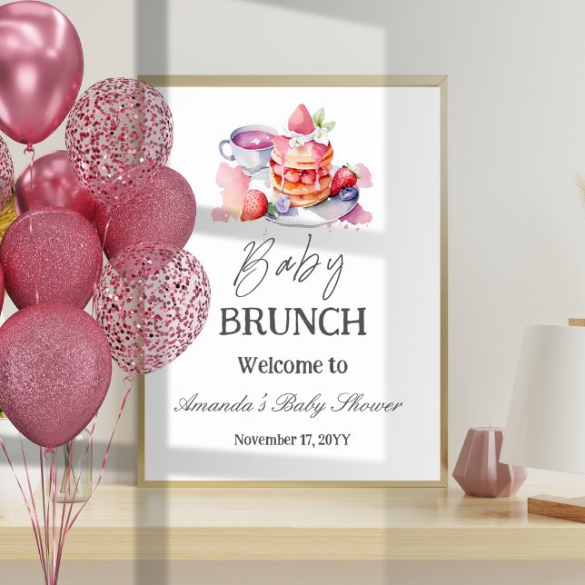 Watercolor Pancake Baby Brunch Shower Welcome Poster (Creator Uploaded)